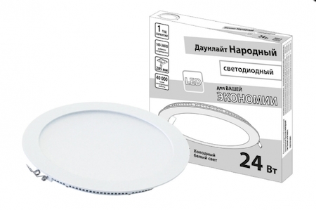 TDM ELECTRIC SQ0329-0082 Светильник ультратонкий встраиваемый светодиодный "Даунлайт НАРОДНЫЙ" СВО (белый) 24 Вт 4000К